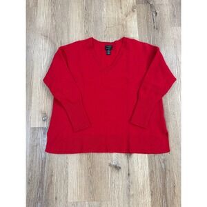 Halogen‎ Minimalist Old Money Preppy Cashmere Sweater Womens XL Petite Red Luxe